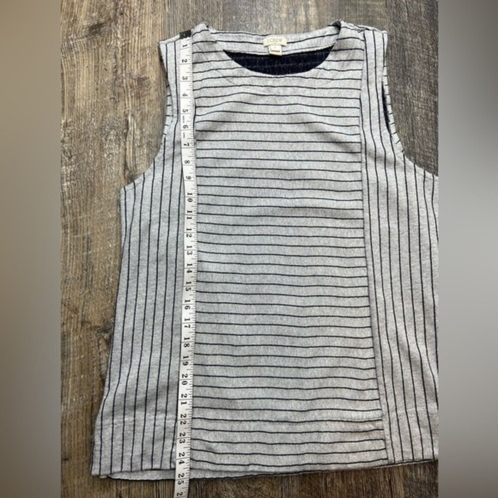 J.Crew Factory Blue/Gray Striped Tank Blouse 100% Cotton Size Medium - Picture 4 of 10